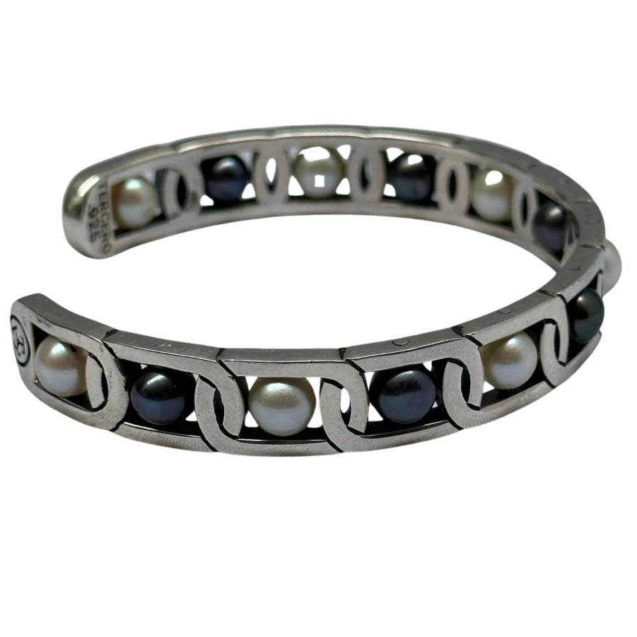 Black & White Pearl with Sterling Cuff