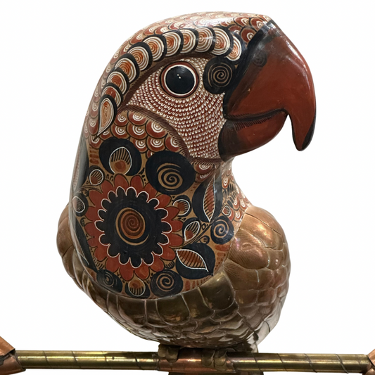 Sergio Bustamante Brass Copper & Wood Parrot