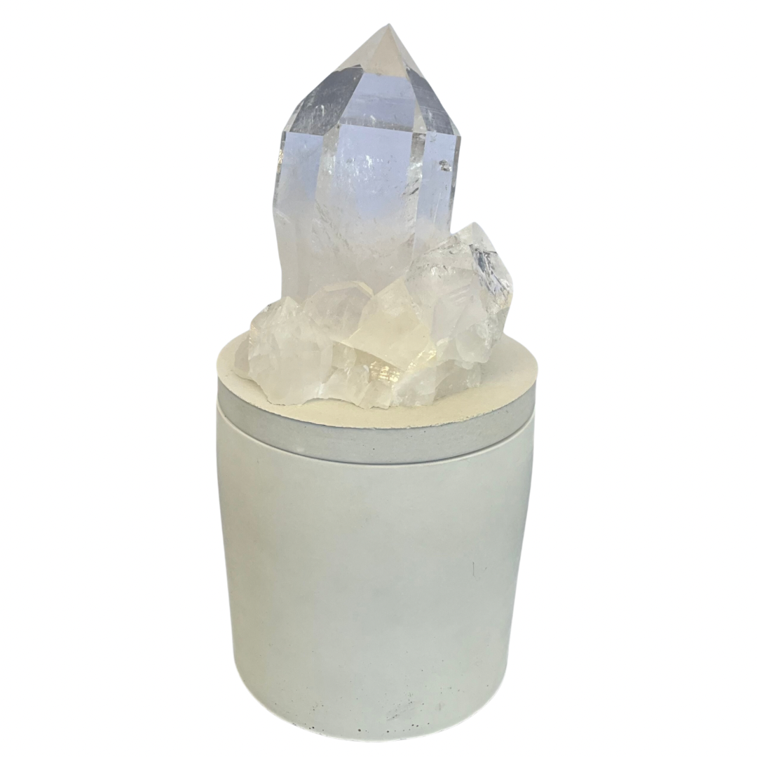 Clear Quartz Crystal Generator Lid Gardenia Candle