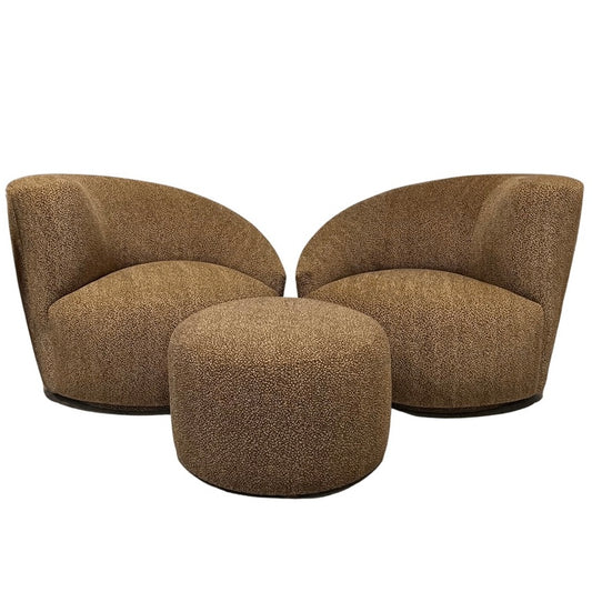 Nautilus Swivel Chairs with Ottoman