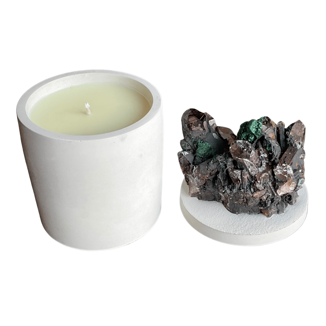 Green Accent Crystal Lid Candle