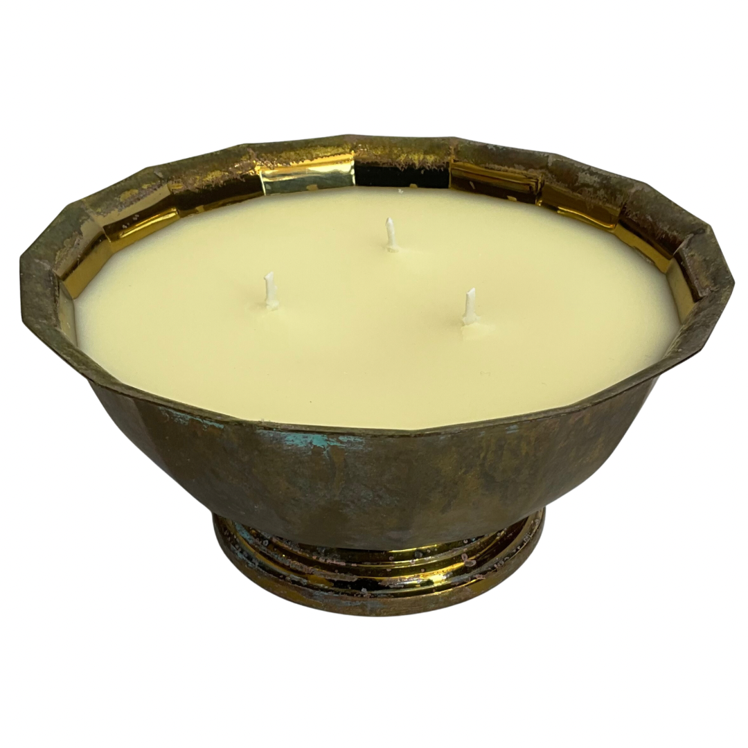 Gardenia Candle in Vintage Brass Vessel / Bowl