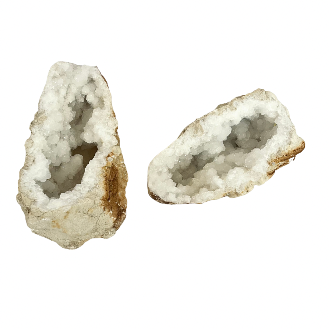 Pair of Large Calcite Crystal Geode's