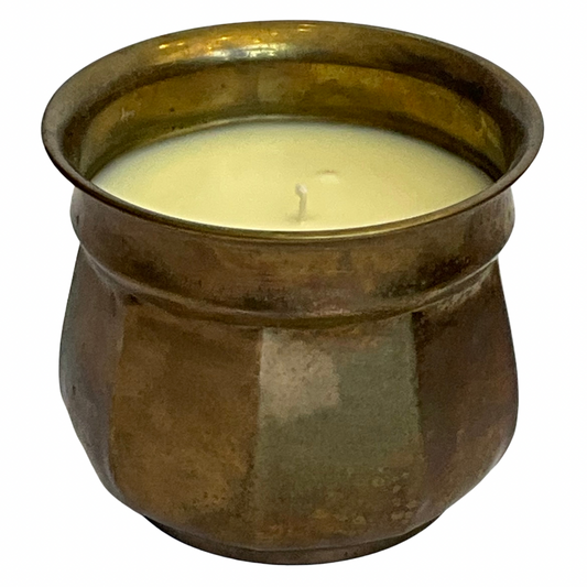 Vintage 9-Side Brass Gardenia Candle