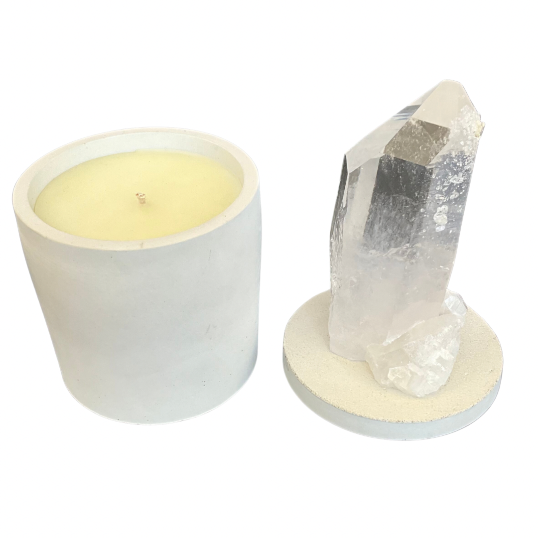 Quartz Crystal Generator Lid Gardenia Candle