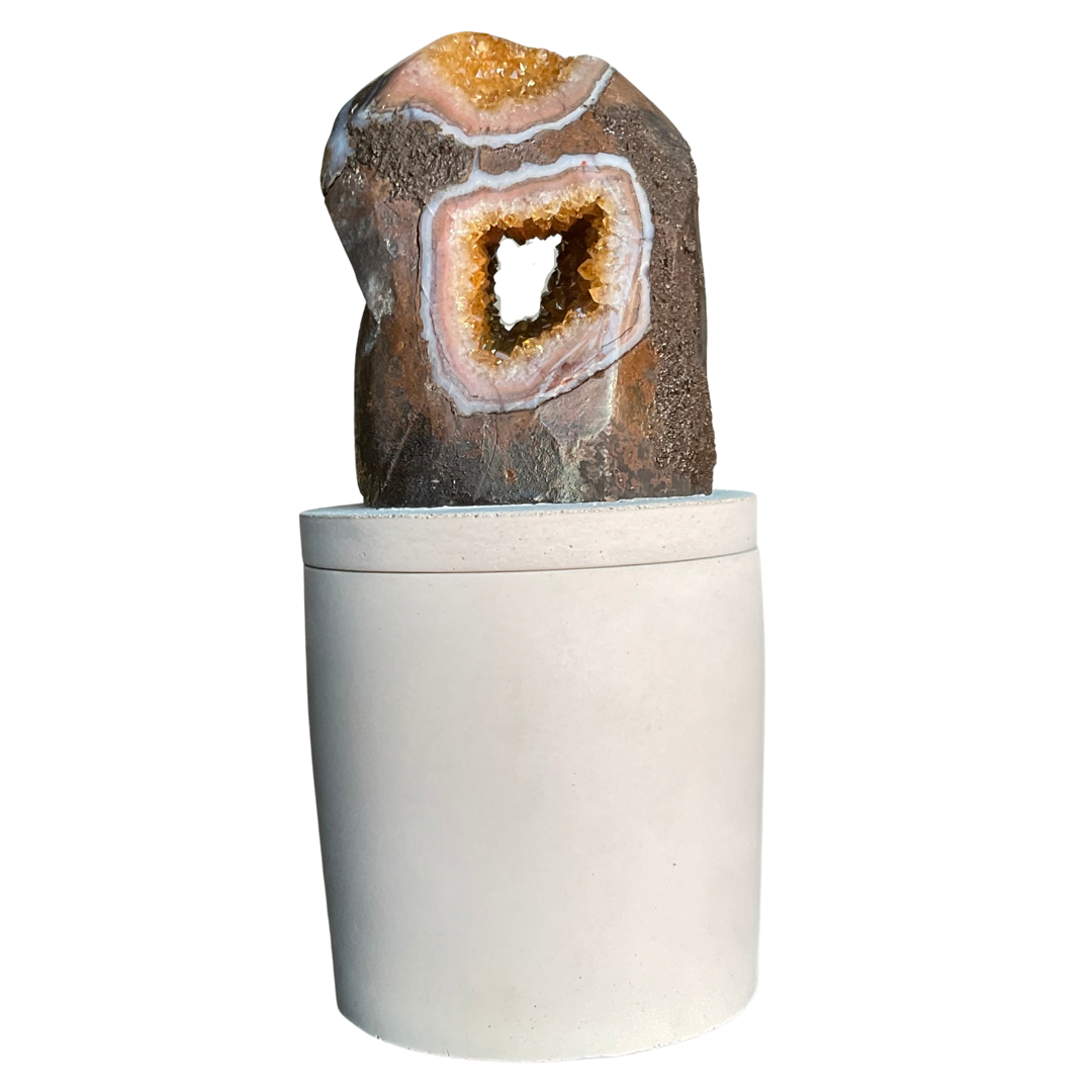 Citrine Crystal Vug Geode Lid Candle