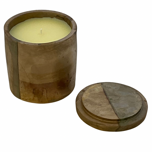 Geometric Patinated Solid Bronze Gardenia Candle