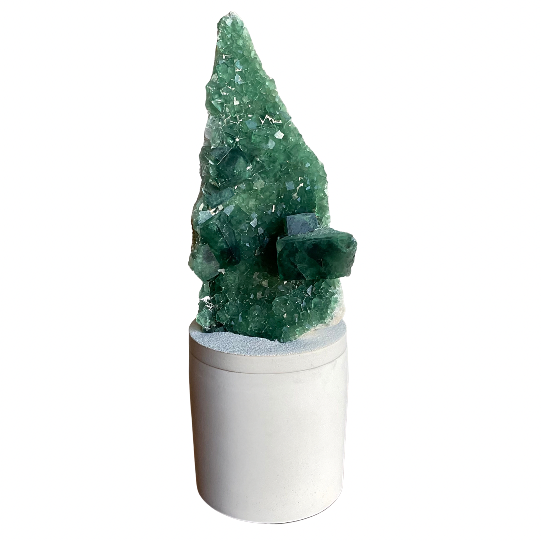Tall Green Fluorite Lid Candle