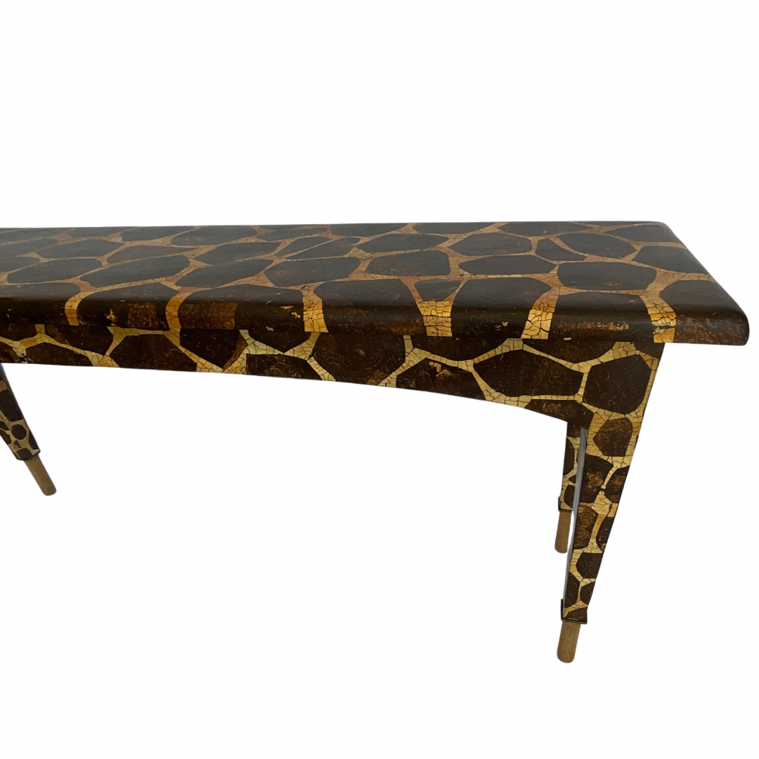 Tessellated Coconut Shell Giraffe Motif Console Table