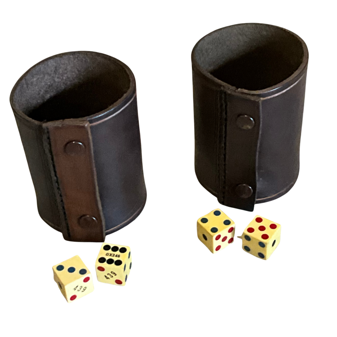 Vintage Wood & Leather Backgammon Game Set