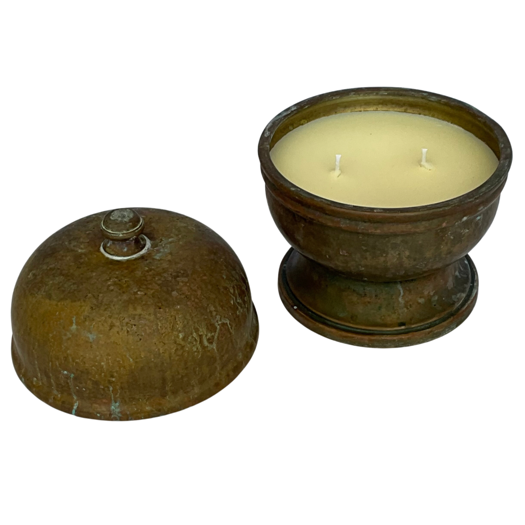 Bronze Vessel with Lid Gardenia Candle