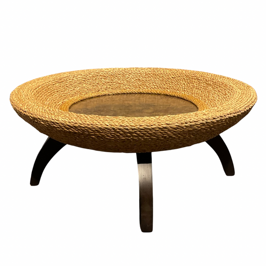 Rattan & Brass Coffee Table