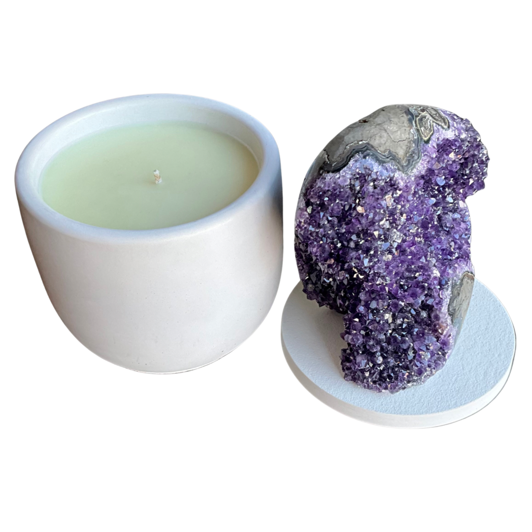 Abstract Amethyst Crystal Lid Candle