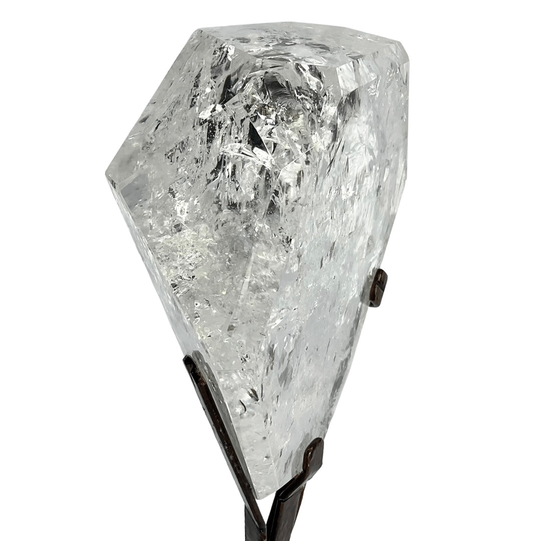 Faceted Lemurian Quartz Crystal on Stand