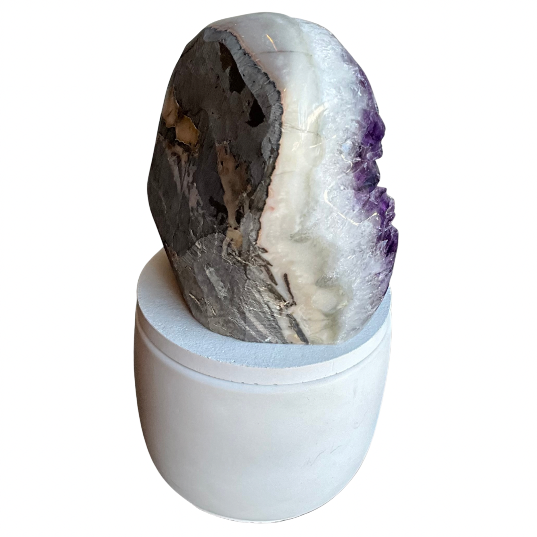 Amethyst Geode Agate Band Lid Candle