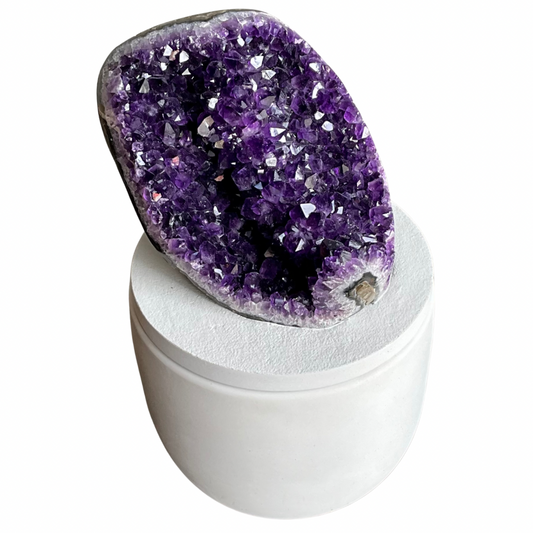 Large Amethyst Geode Lid Gardenia Candle