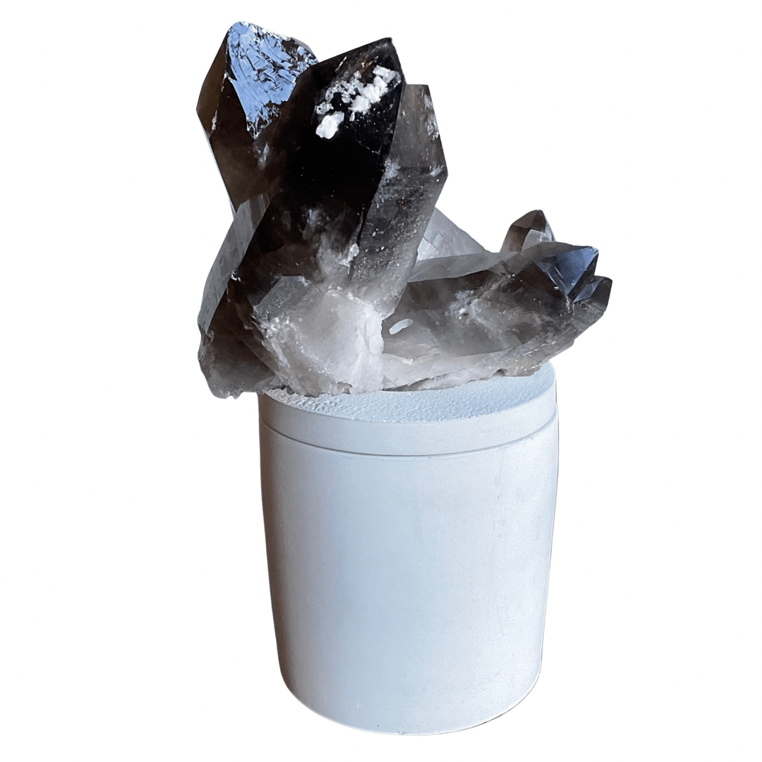 Abstract Smoky Quartz Lid Candle