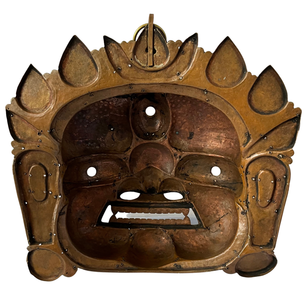 Copper Nepali Wall Hanging Mask w/Stones