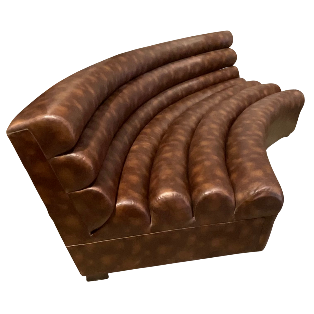 Pair of Tubular Faux Leather Curved Sofas