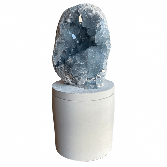large Celestine Crystal Lid Candle