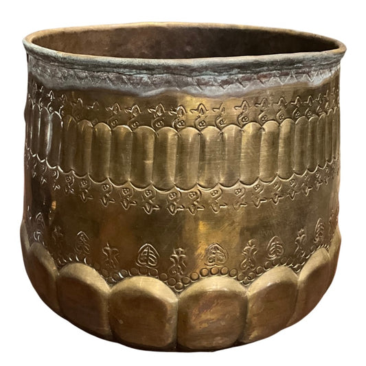 Vintage Brass Planter with Textured Accents