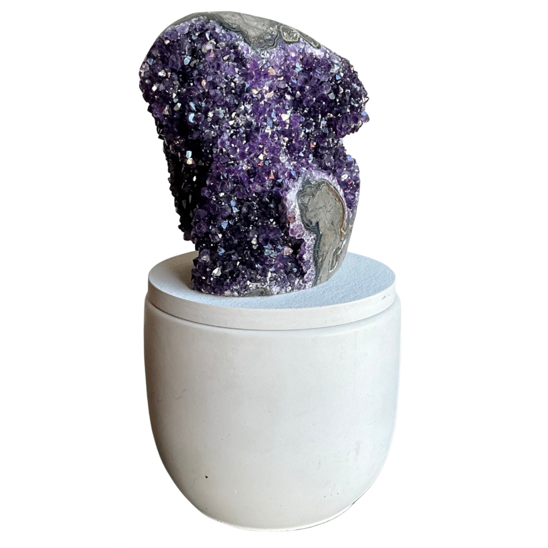 Abstract Amethyst Crystal Lid Candle