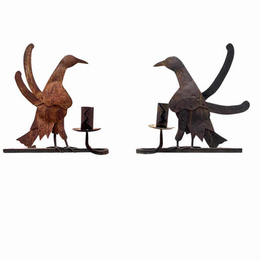 Minton-Spidell Pair of Iron Bird Candle Sconces