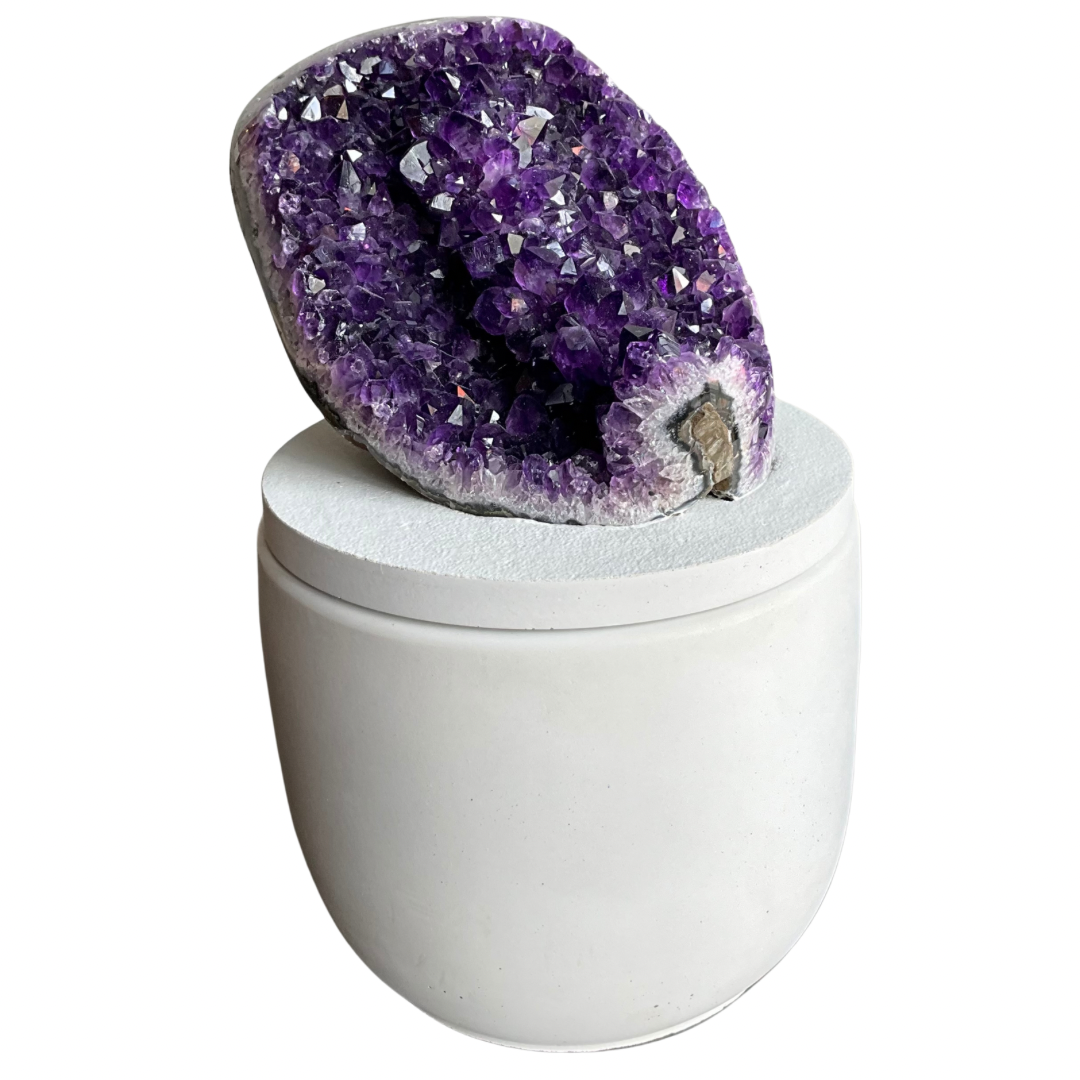 Large Amethyst Geode Lid Gardenia Candle