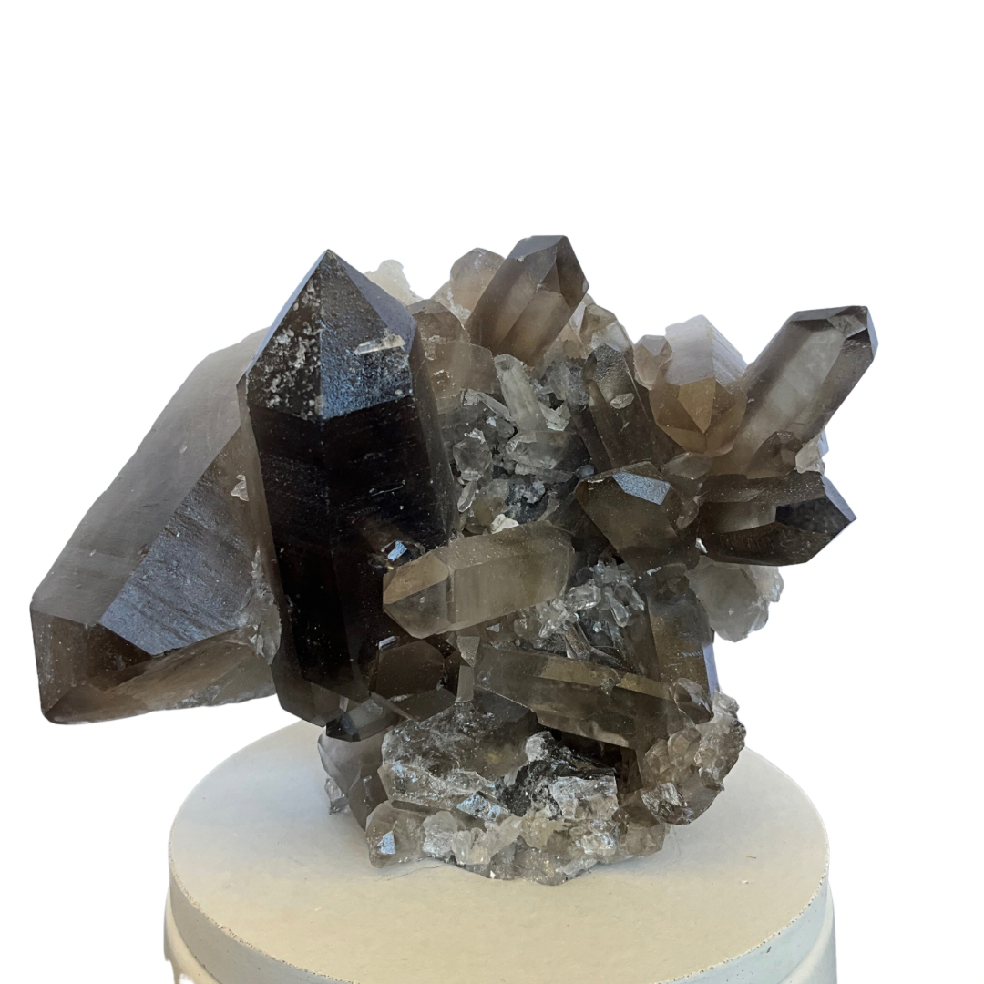 Smoky Quartz Generator Cluster Lid Candle