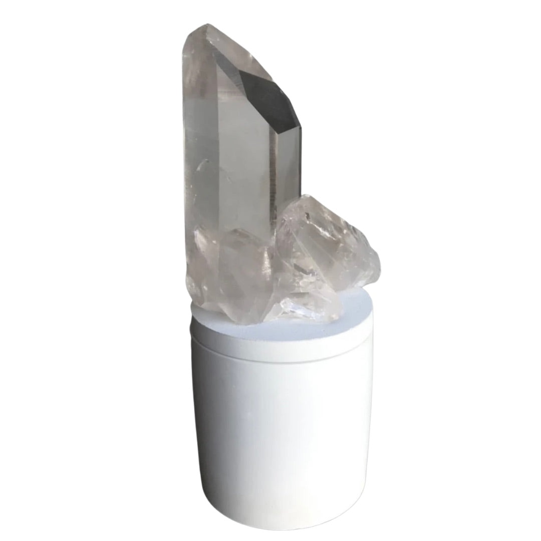 Clear Quartz Crystal Generators Lid Candle
