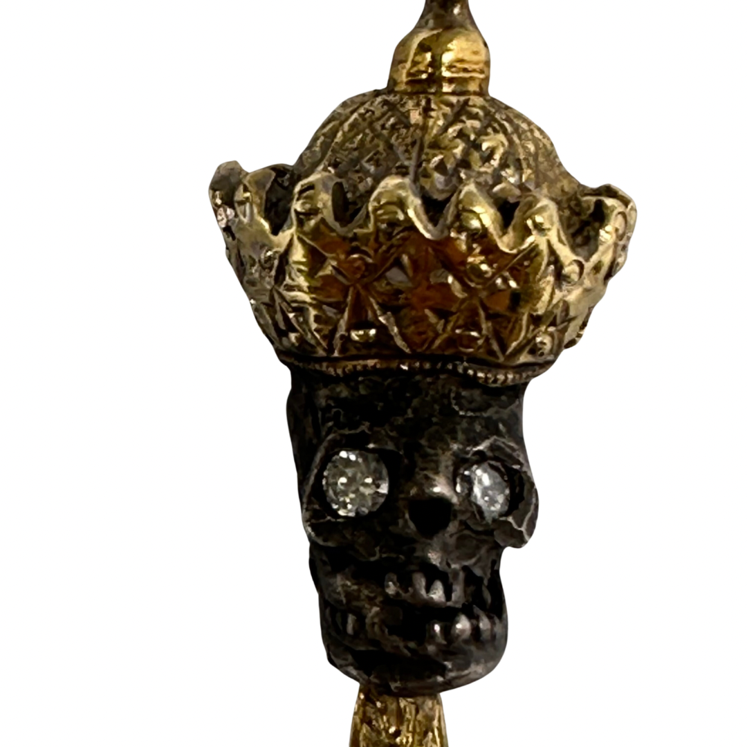 Skull & Sword Necklace with Diamonds & Sapphires