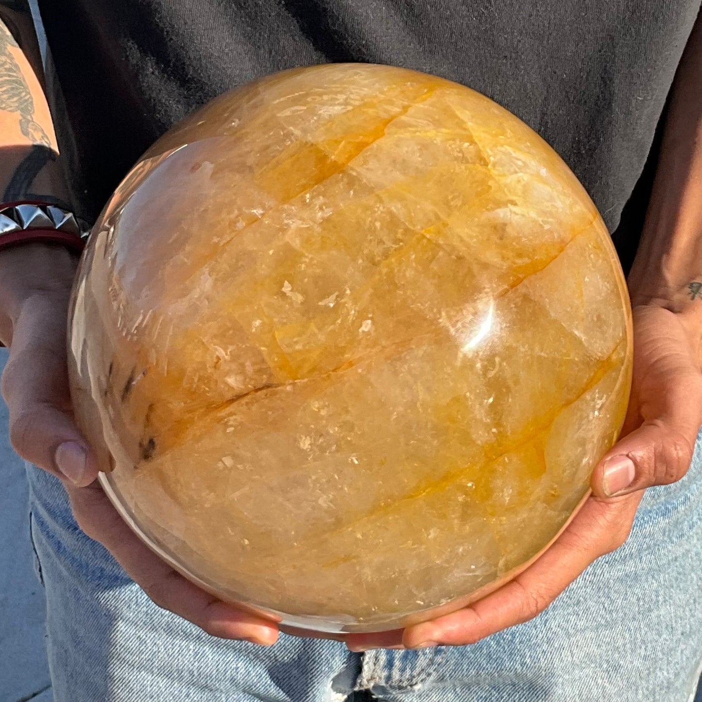 Citrine Yellow Quartz Crystal Sphere