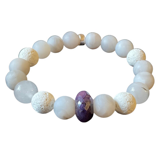 Faceted Amethyst Bead Bracelet