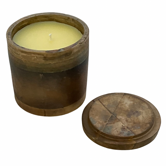 Geometric Patina Bronze Gardenia Candle