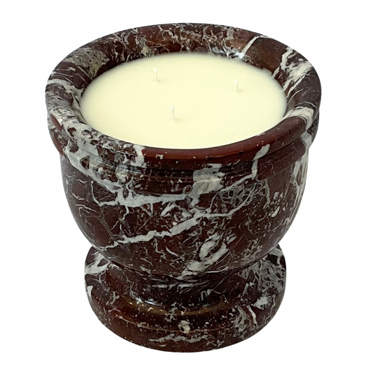 Red & White Swirl Marble Gardenia Candle