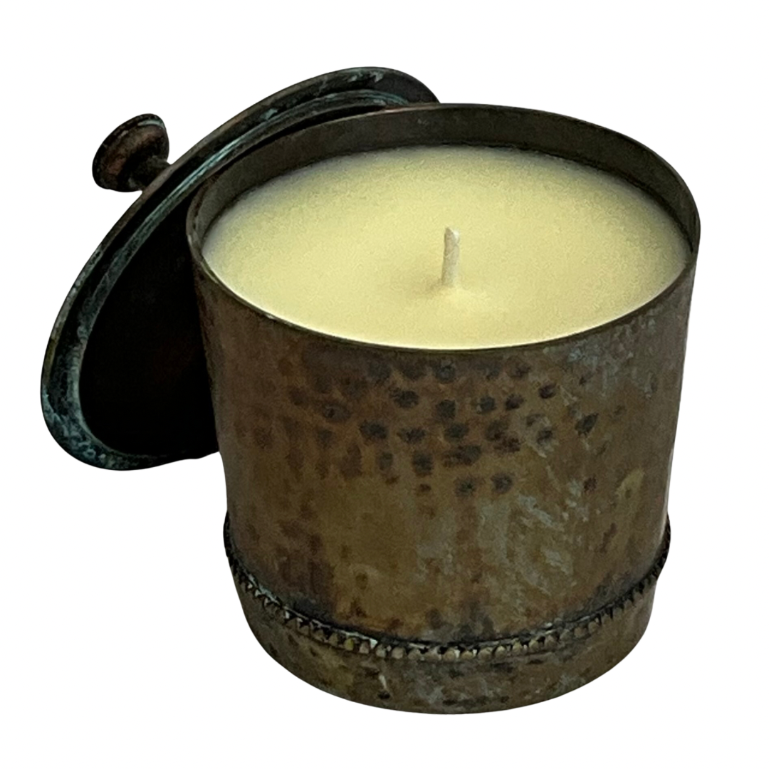 Hammered Hand-Patinated Metal Gardenia Candle #4