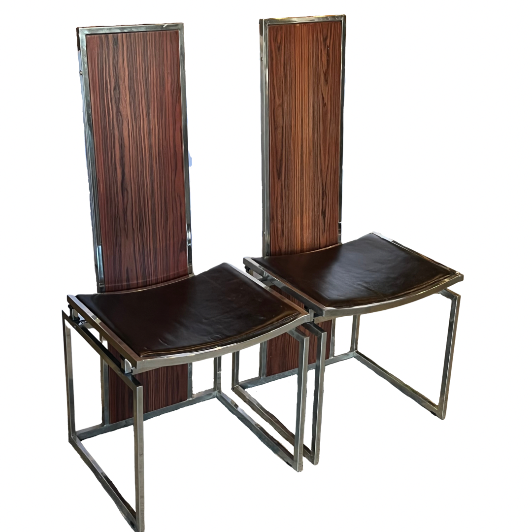 1970’s Chrome Wood & Leather Chairs