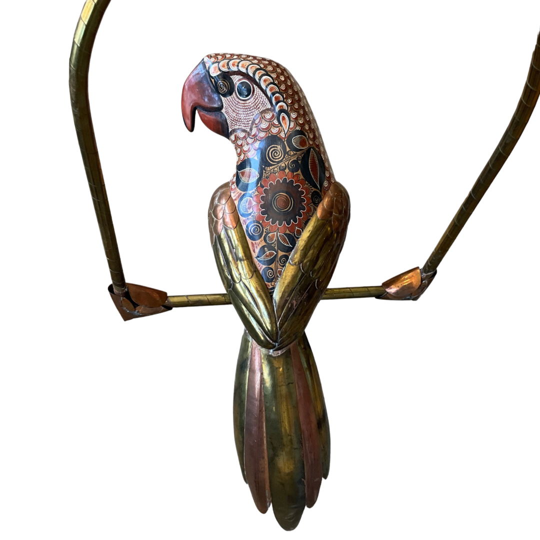 Sergio Bustamante Brass Copper & Wood Parrot
