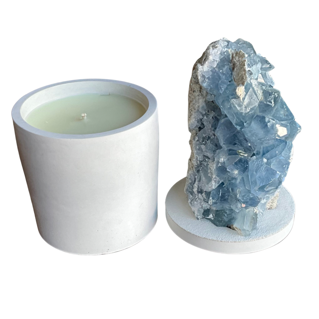 Celestite Lid Gardenia Hand Made Candle