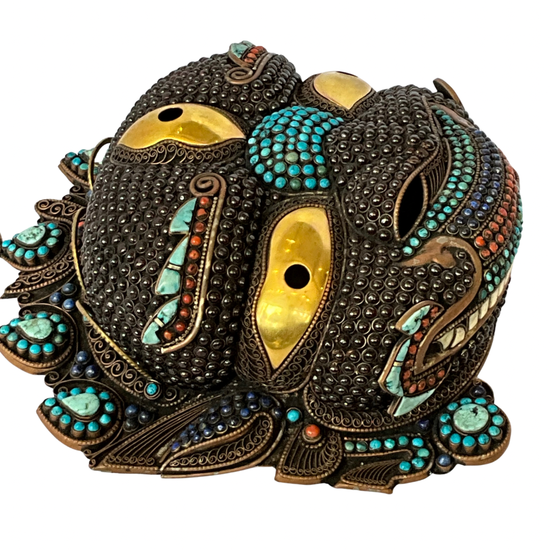 Semi-Precious Stones Copper Nepali Mask