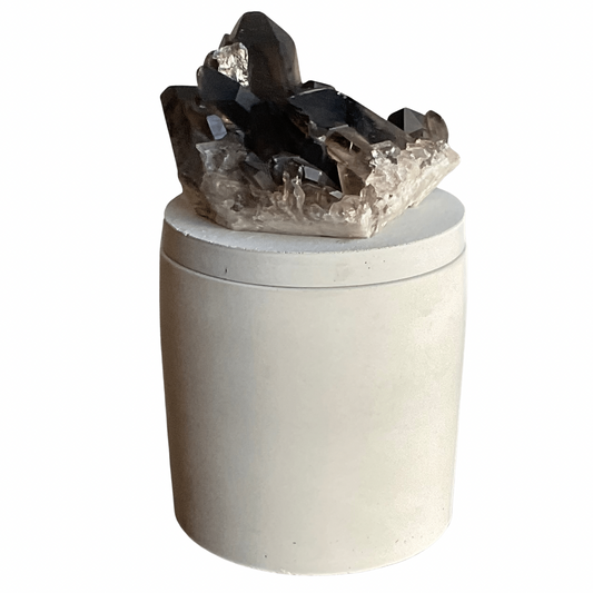 Smoky Quartz Generator Cluster Lid Candle