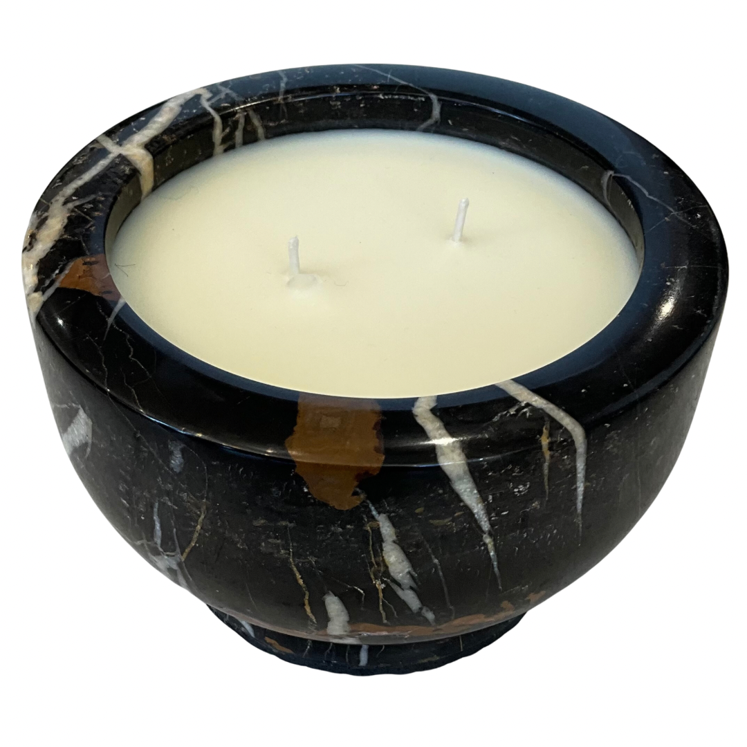Black & Brown Tones Stone Marble Gardenia Candle