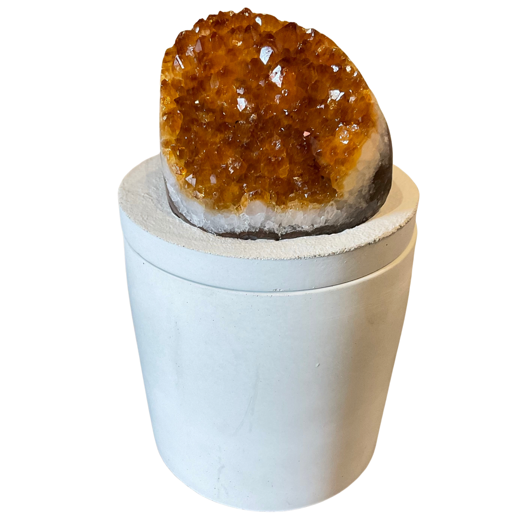 Abstract Citrine Lid Gardenia Candle