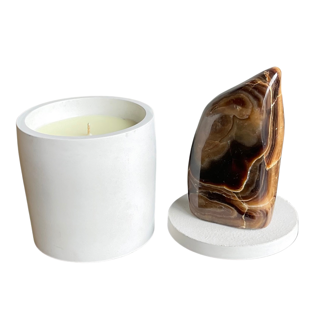 Chocolate Calcite Crystal Lid Candle