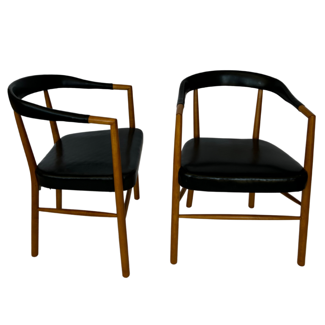 Jacob Kjaer Leather & Wood Chairs