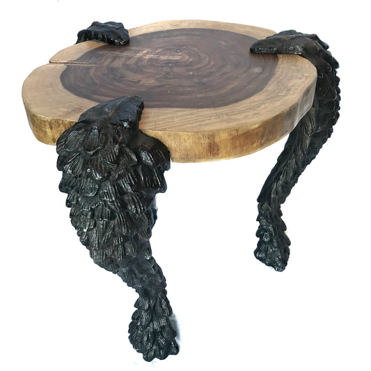 Brutalist 3-Leg Stool with Wood Slice