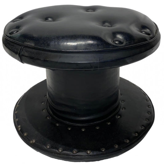 Leather Studded Spool Ottoman