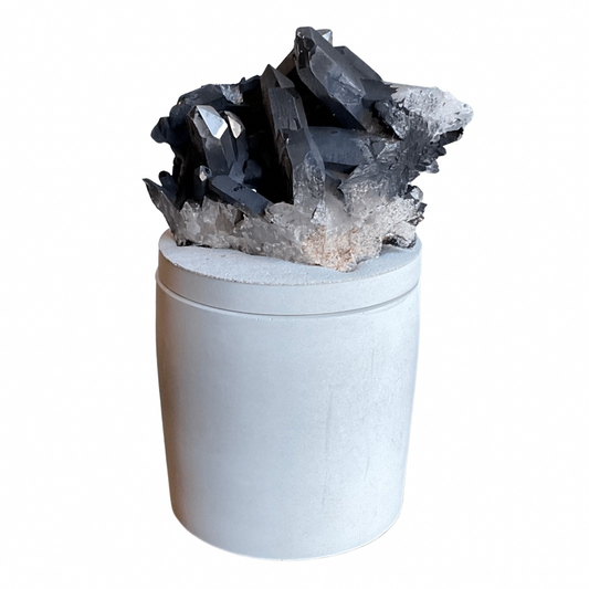 Black Coated Quartz Crystal Lid Candle