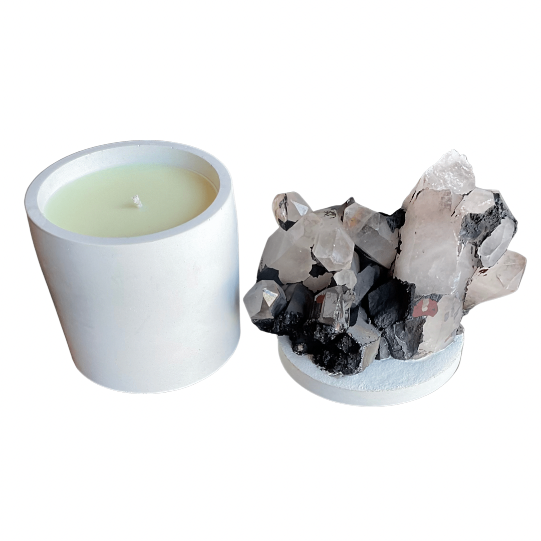 Hematite & Quartz Crystal Lid Candle