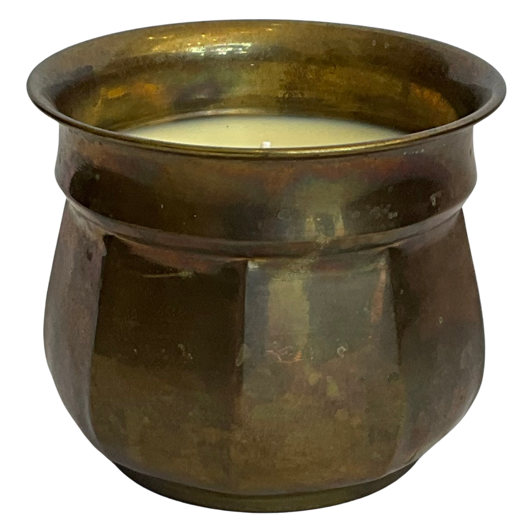 Vintage 9-Side Brass Gardenia Candle